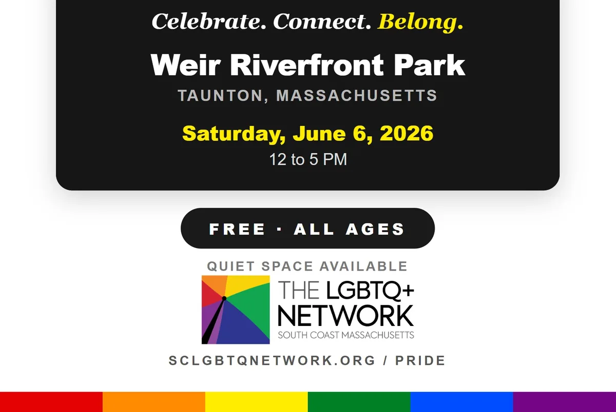 Detail of the guide cover: the event card for Saturday, June 6, 2026, 12 to 5 PM at Weir Riverfront Park in Taunton, free and all ages, above the Network logo